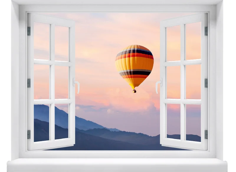 Wandaufkleber - Fenster "Heißluftballon"