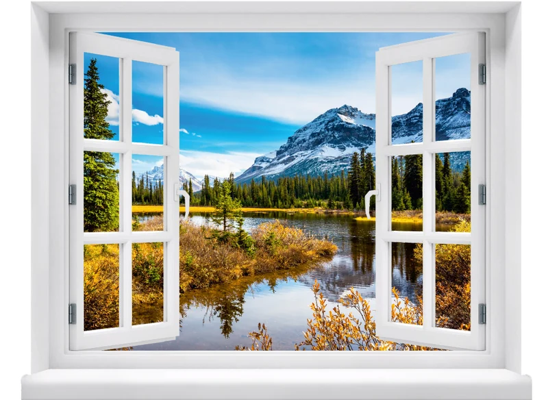 Wandaufkleber - Fenster "Berge"