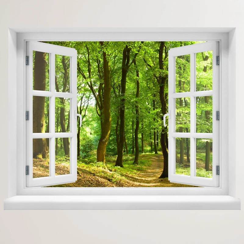 Wandaufkleber - Fenster "Wald"