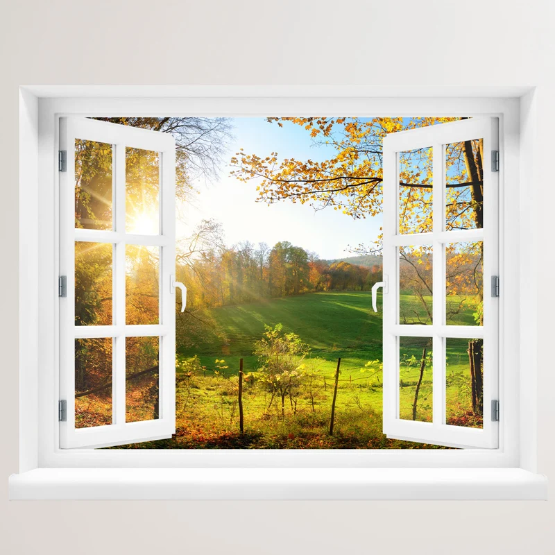 Wandaufkleber - Fenster "Wald mit Lichtung"