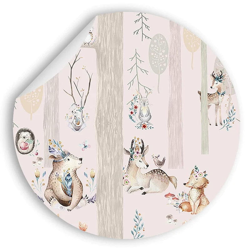 Wandtattoo rund "Tiere im Wald"